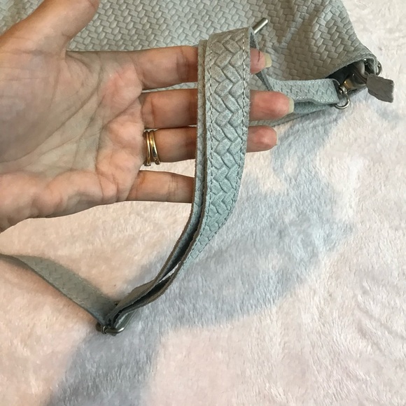 BORSE IN PELLE Genuine Leather Made in Italy Purse shoulder Bag Gray Woven - Picture 10 of 15